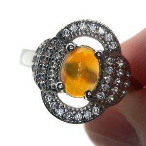 Welo Opal 1.19ct Platinum Finish Solid 925 Sterling Silver Ring